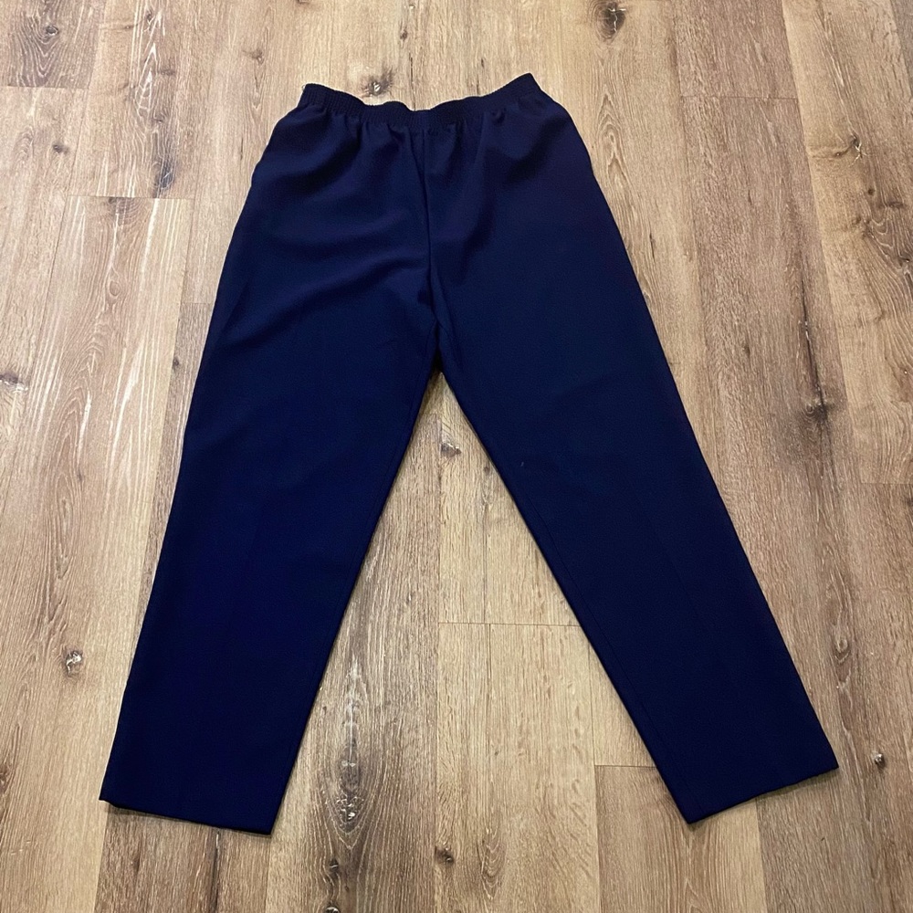 Elegant Navy Blue High Waist Allison Daley Straight Leg Trousers